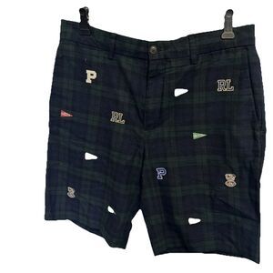 Polo Ralph Lauren Blackwatch Tartan College Plaid 9" Chino Shorts Embroidered 30
